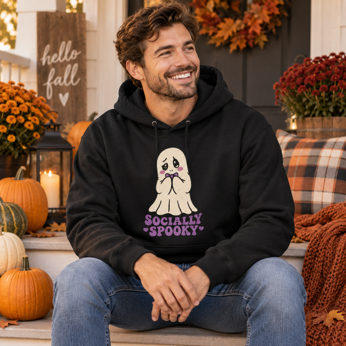Socially Spooky adult hoodie lifestyle