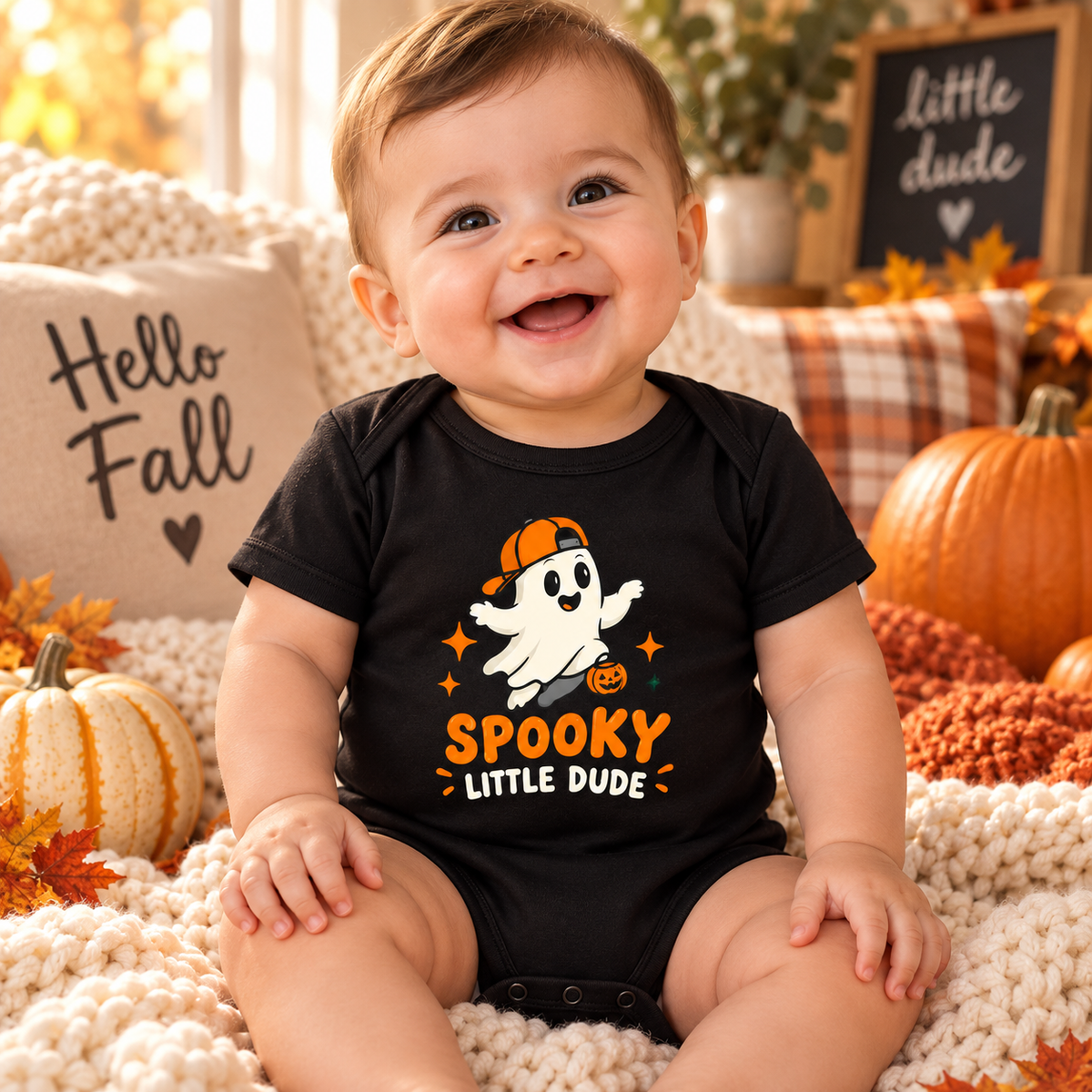 Spooky Little Dude baby onesie lifestyle